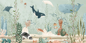 Papier peint bébé monde marin, XXL, tendance