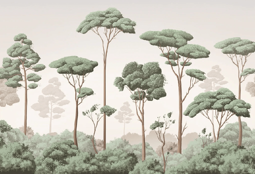 Papier peint brise légère pinède - Muralconcept