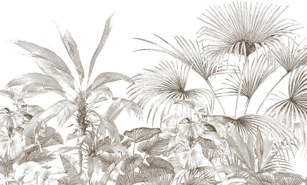 Tropical monochrome engraving wallpaper