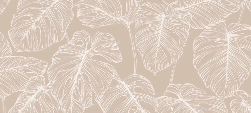 Monstera leaf wallpaper in sand