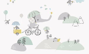 Baby room wallpaper Elephant on a bike