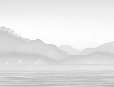 Papier peint Annecy et son lac paisible noir et blanc - Muralconcept