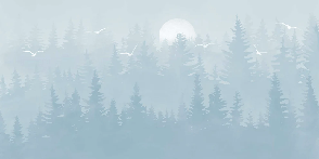 Scandinavian forest blue moonlight children's bedroom wallpaper