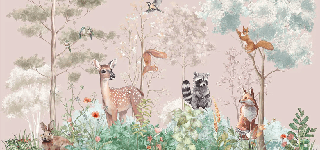 Magical nature pink children's bedroom wallpaper