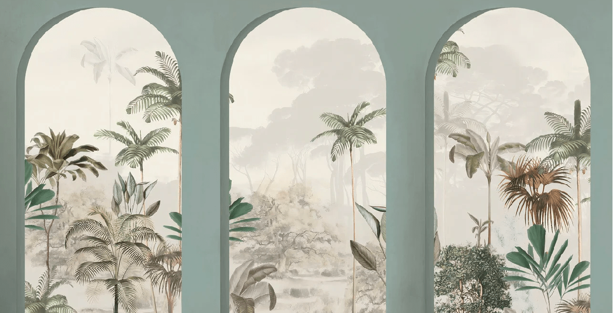 Lush green arches wallpaper