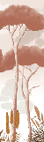 Cypress, pine, and pampas grass wallpaper in terracotta