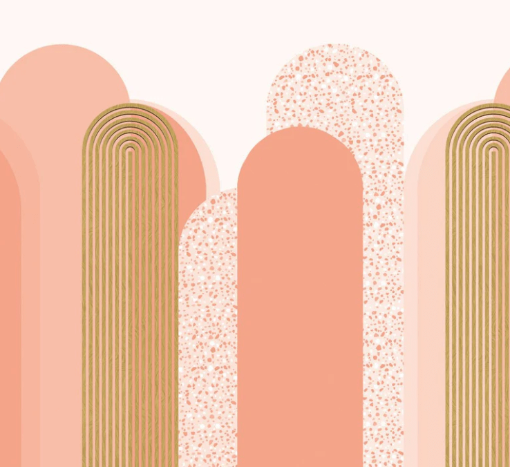Papier peint Art déco graphique tendance rosé, XXL, tendance
