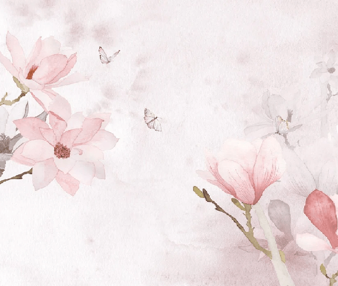 Pink magnolia watercolor wallpaper