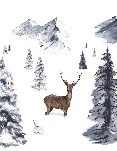 Children's wallpaper featuring animals in the snow