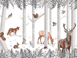 Enchanted wood wallpaper and its animals
