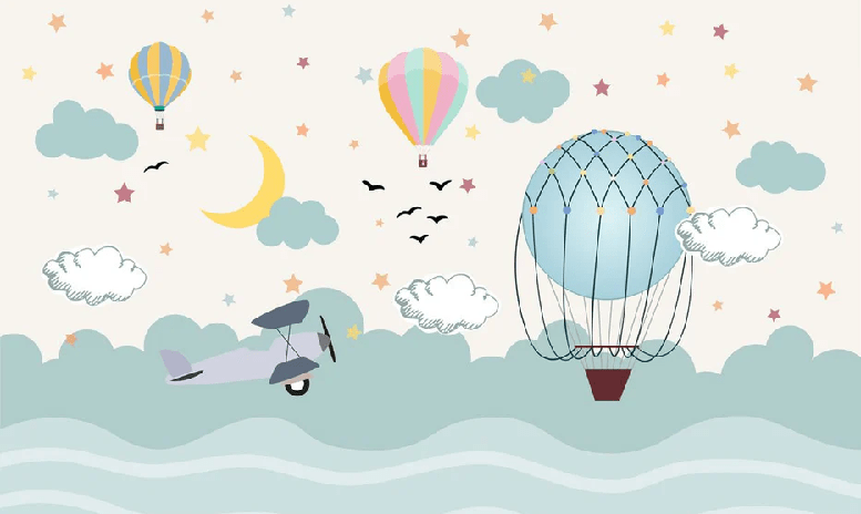 Scandinavian airplane wallpaper for children's bedrooms