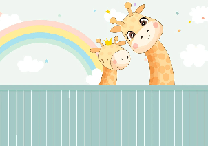 Scandinavian giraffe baby room wallpaper