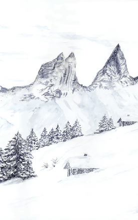 Watercolor wallpaper of an Alpine dream