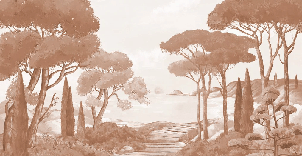 Papier peint balade dans les calanques terracotta, XXL, tendance