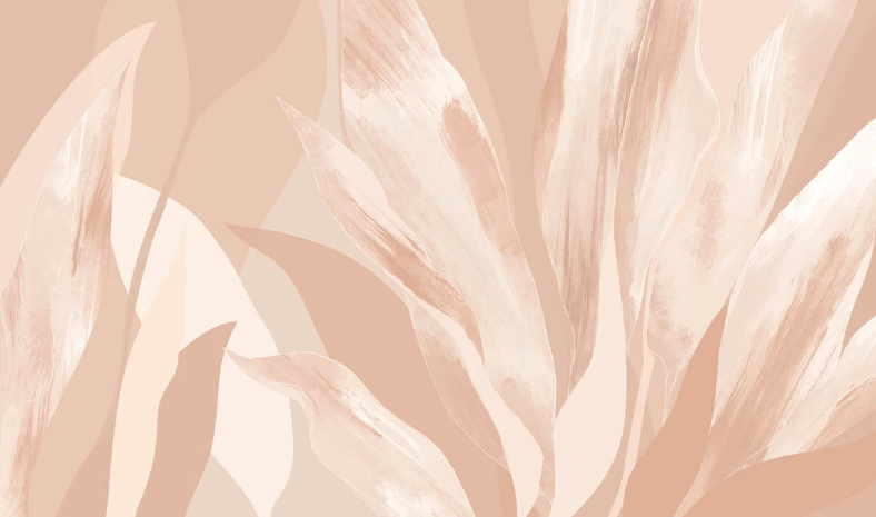 Nude floral fabric wallpaper