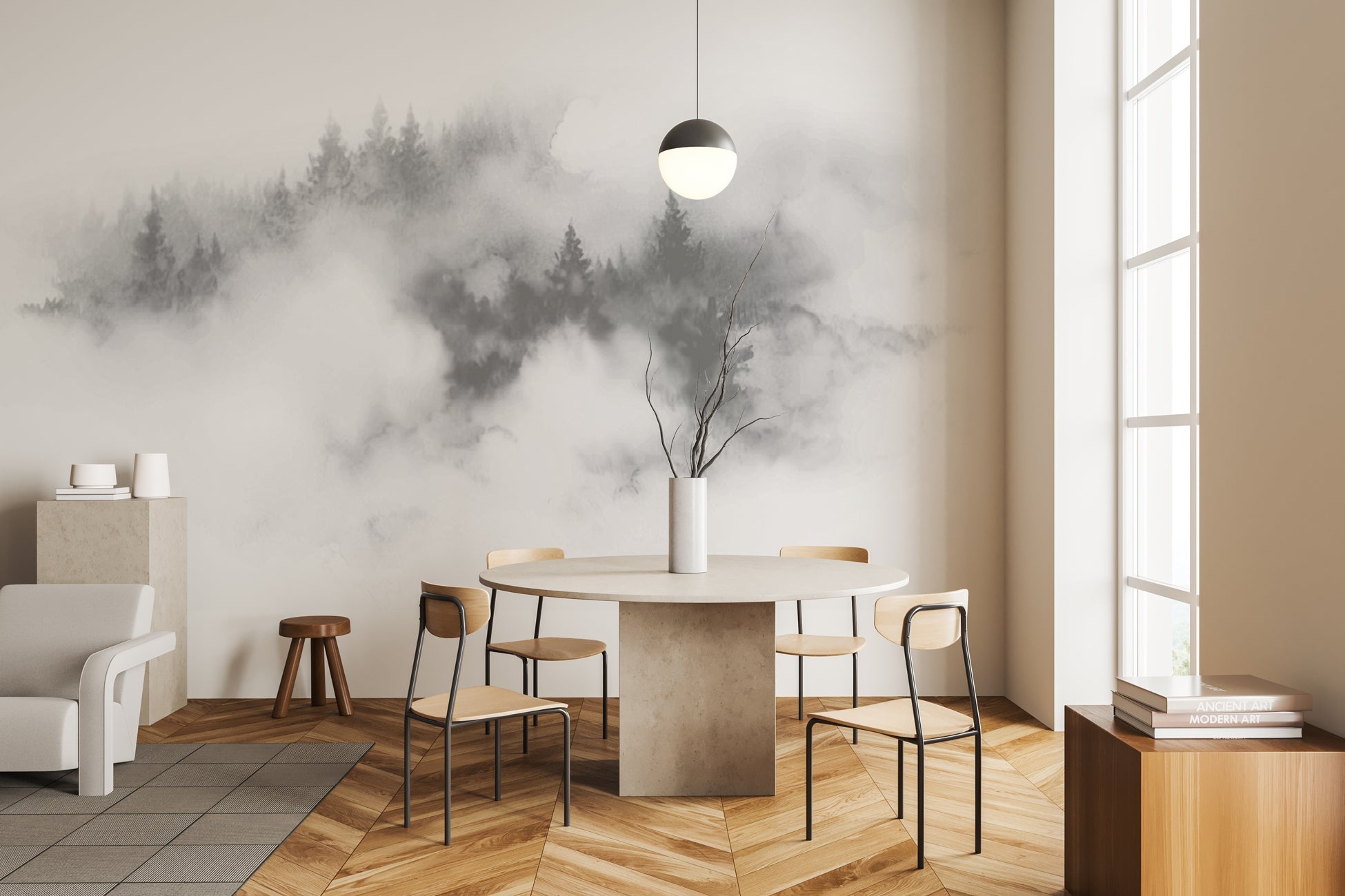 Papier peint brume des Cimes gris, XXL, tendance