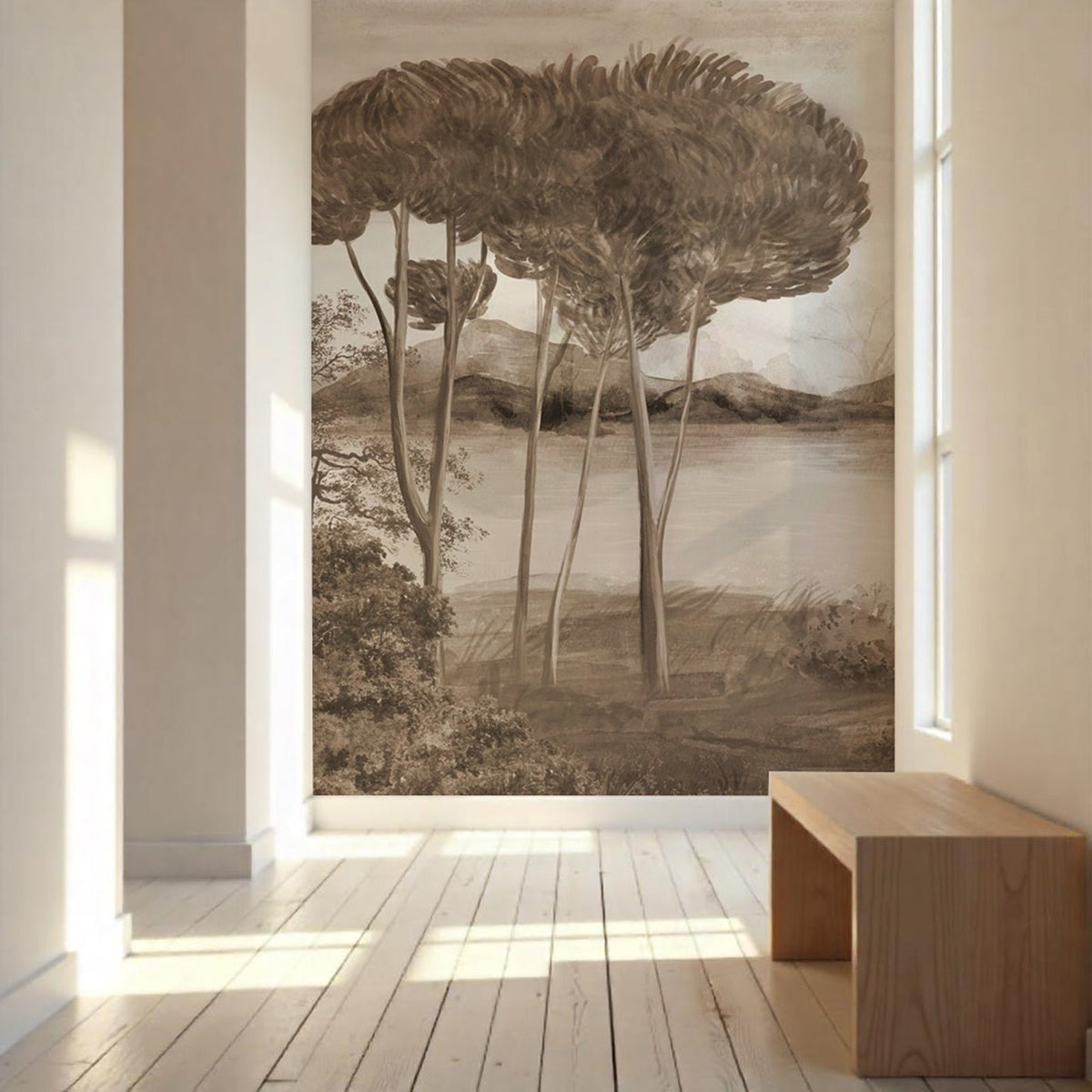 Mediterranean Sepia Panoramic Wallpaper