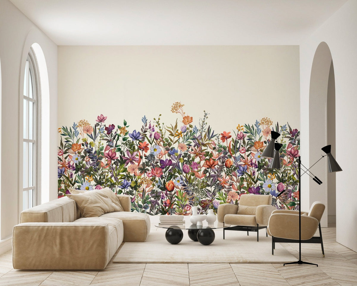 Colorful brushstroke flower wallpaper