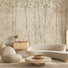 Papier peint panoramique branches japandi, mural concept, tendance