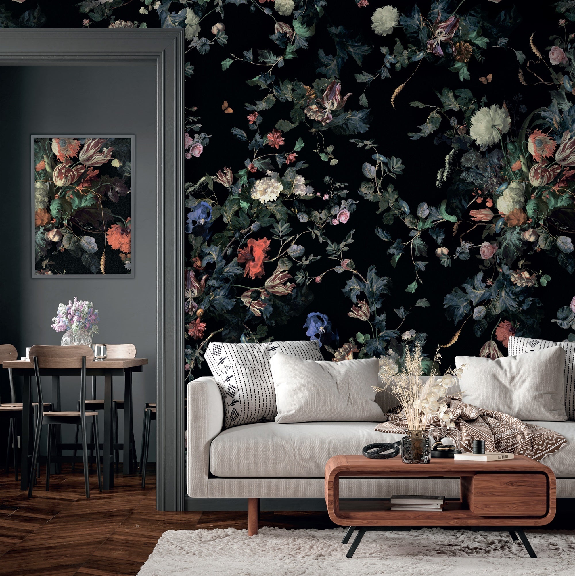 Papier peint plantes grimpantes vintage, mural concept, tendance