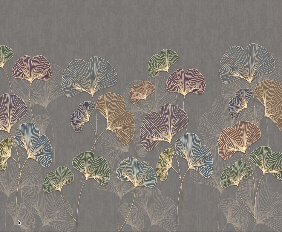 Trendy ginkgo asia panoramic wallpaper L190cm x H157cm