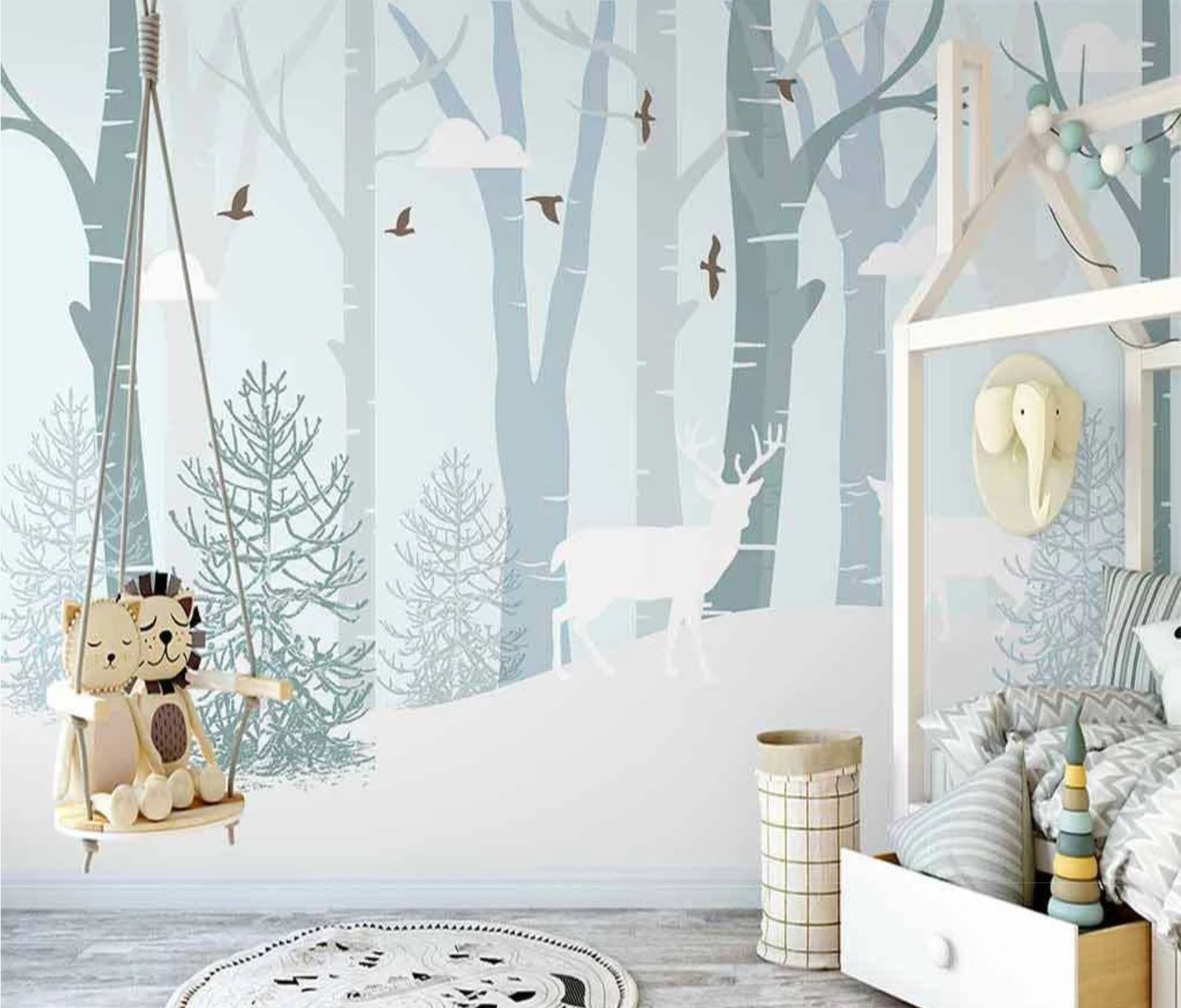 Papier peint chambre enfant Laponie - papier peint sur mesure francais - muralconcept