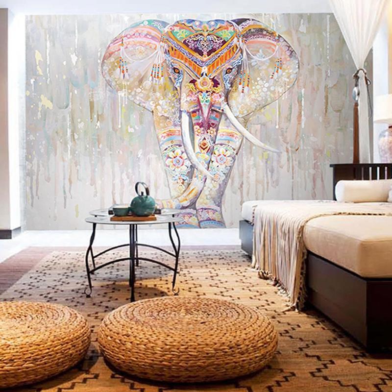 Papier peint Eléphant Boho Indien - papier peint sur mesure francais - muralconcept