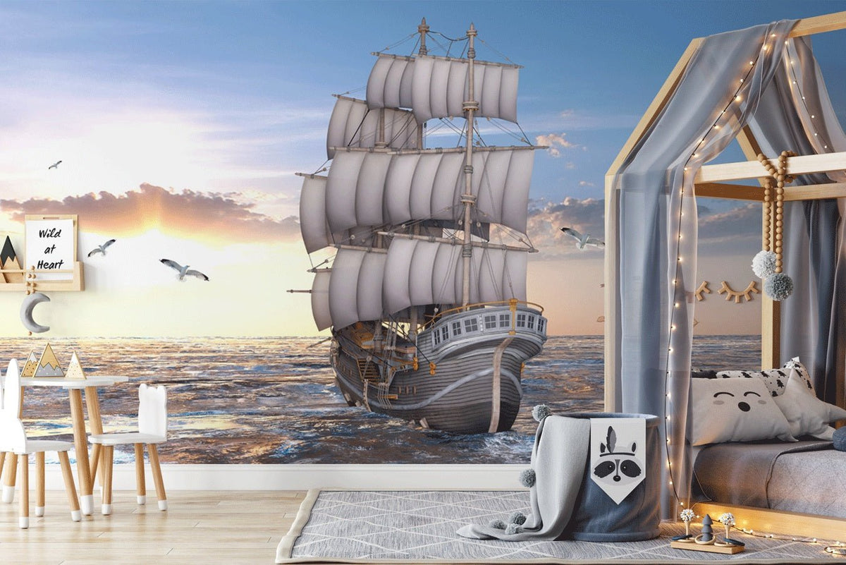 Vintage sailboat wallpaper