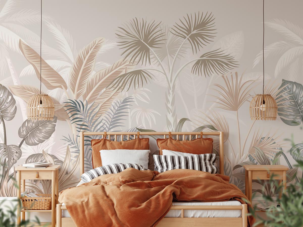 Papier peint panoramique jungle terracotta - papier peint sur mesure francais - muralconcept