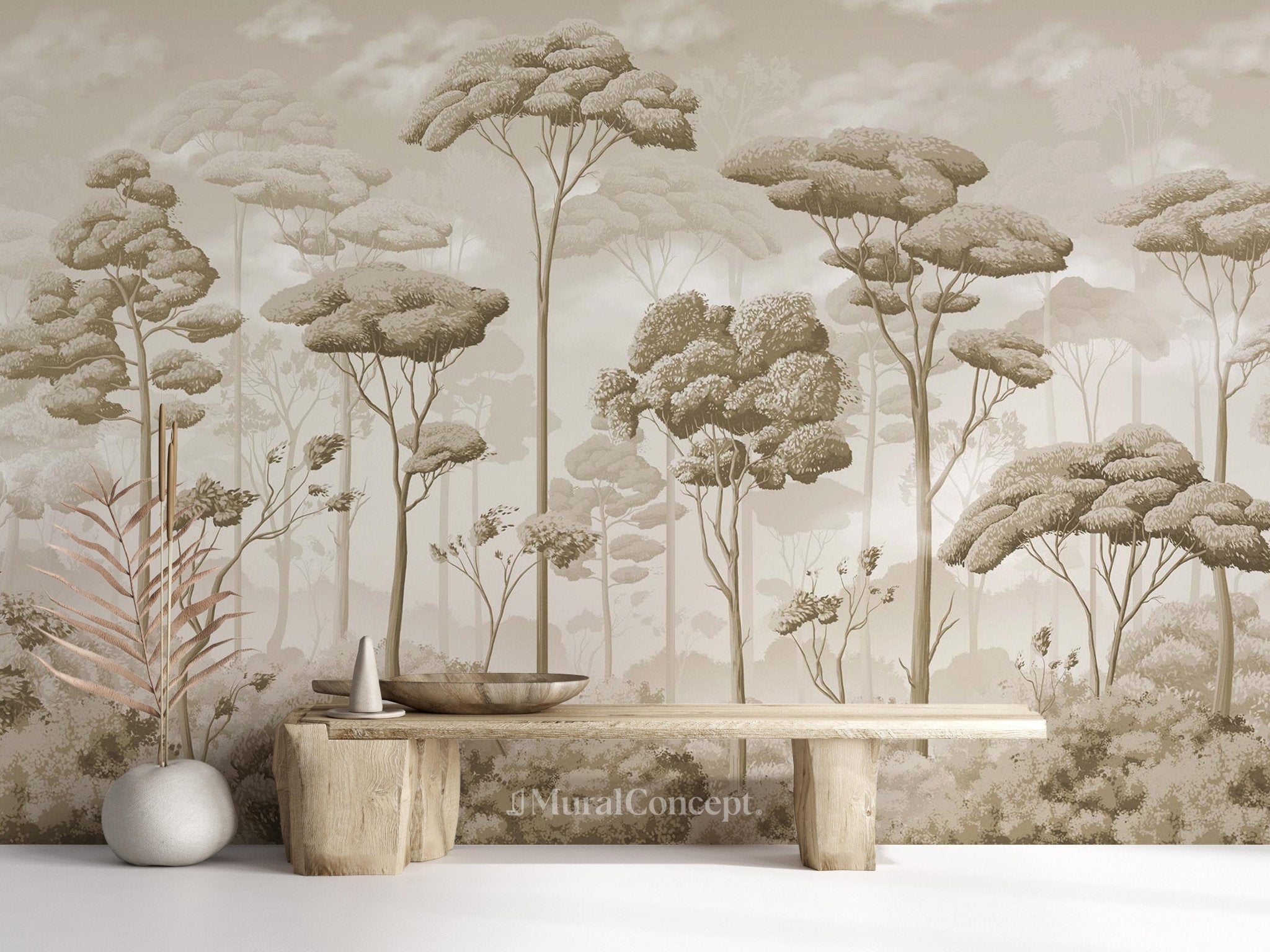 Papier peint panoramique pinède volupté sépia - panoramique français
