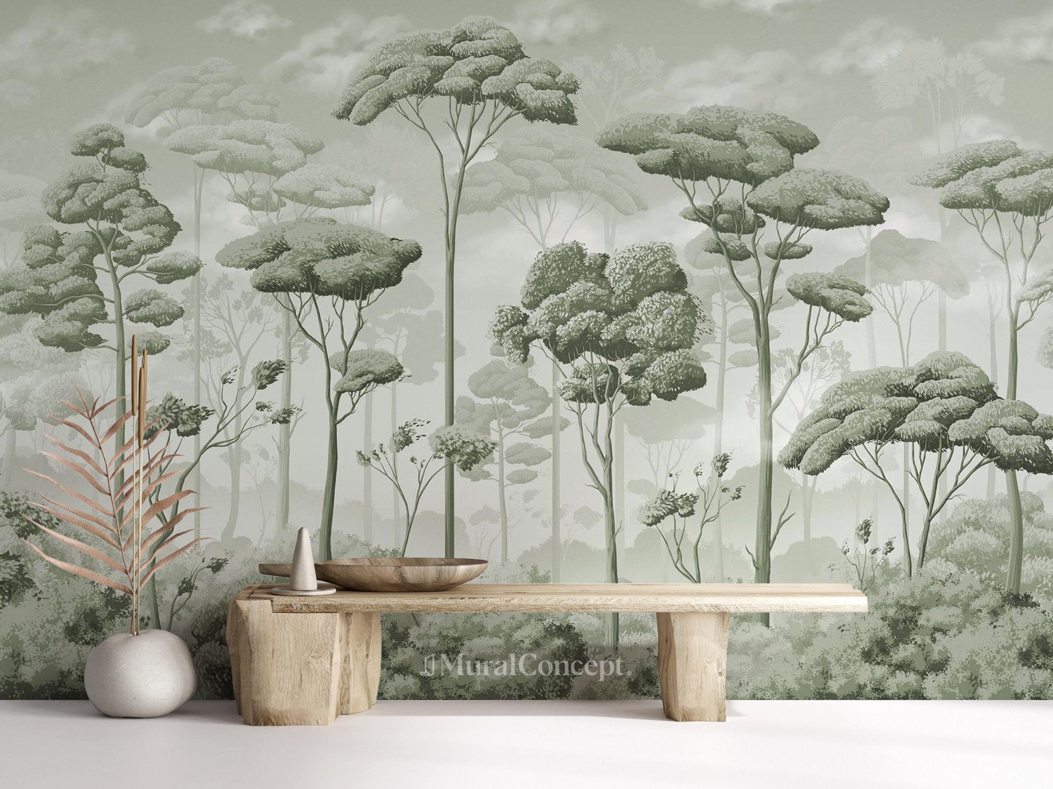 Papier peint panoramique pinède volupté vert - panoramique français