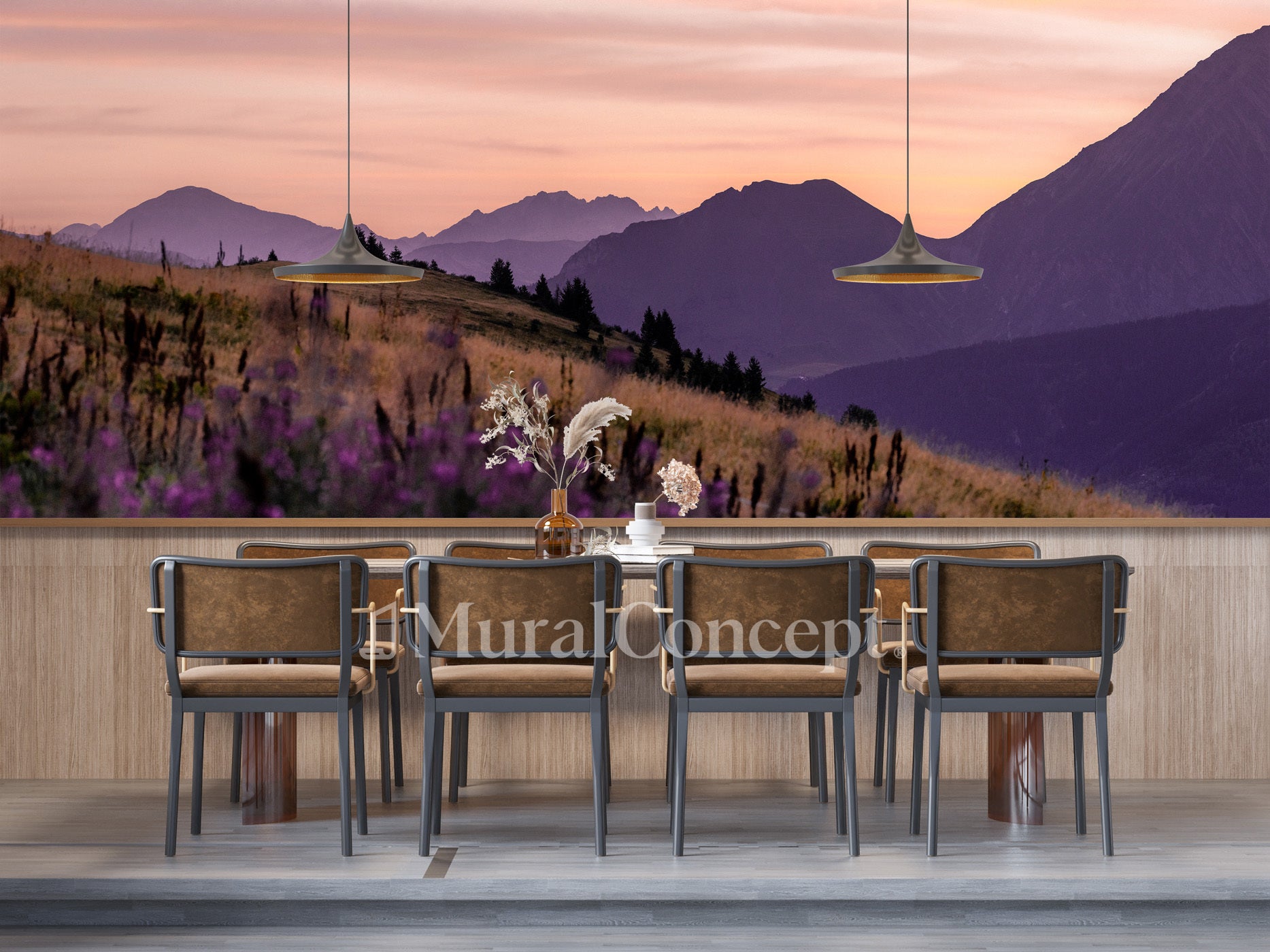 Papier peint restaurant massif du Giffre - panoramique français