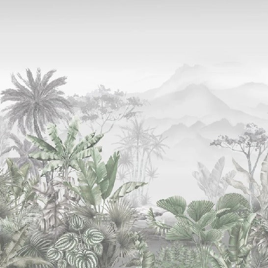 Papier peint tendance tropical vert