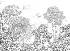 Papier peint panoramique Forêts et Monts Crayonnés, XXL, tendance