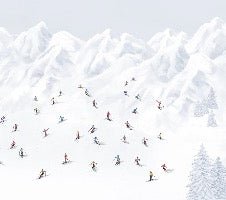 Papier peint montagne skieurs colorés, XXL, tendance