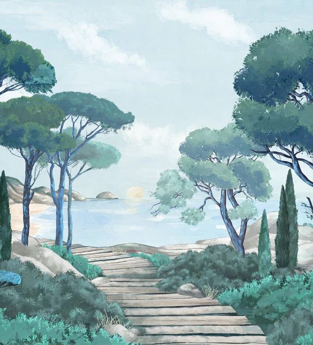Papier peint balade dans les calanques, mural concept, tendance