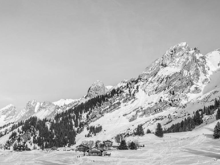 Panoramic alpine chalet wallpaper