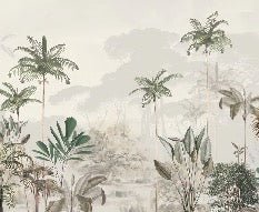 Panoramic jungle eden green wallpaper