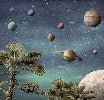 Planets and fawns wallpaper