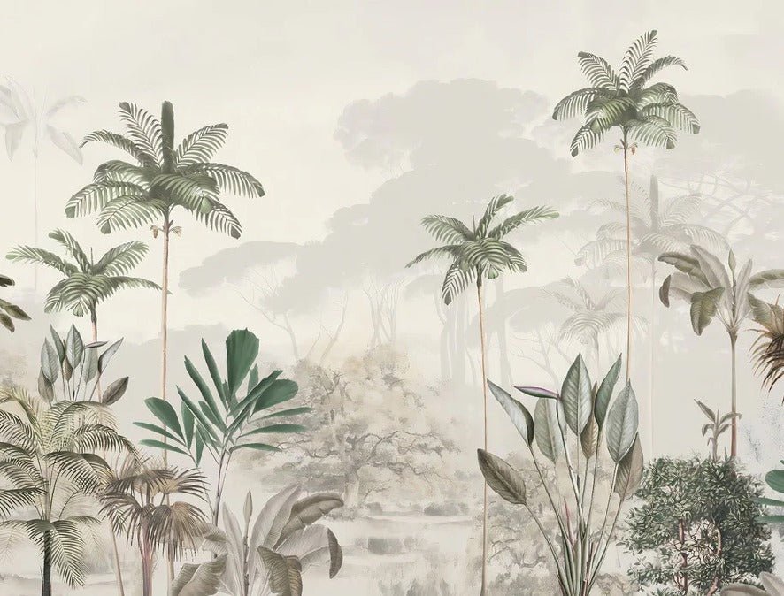 Panoramic jungle eden green wallpaper