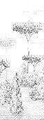 Panoramic antique forest wallpaper