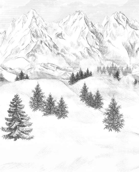 Papier peint montagne sommets de Chamonix, mural concept, tendance