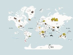 Papier peint Carte du monde en Francais enfant bleu glacier, XXL, tendance