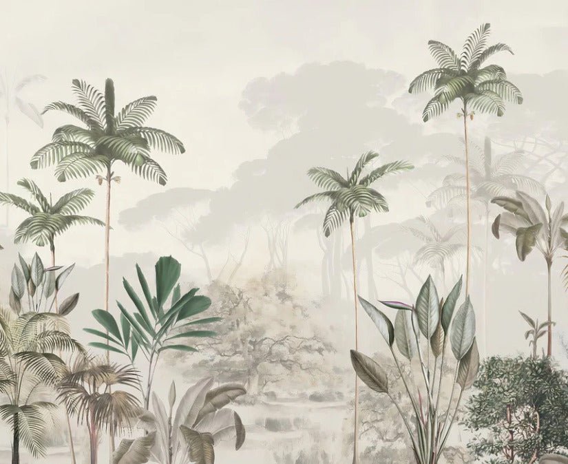 Panoramic jungle eden green wallpaper