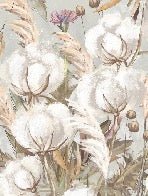 Panoramic cotton flower wallpaper
