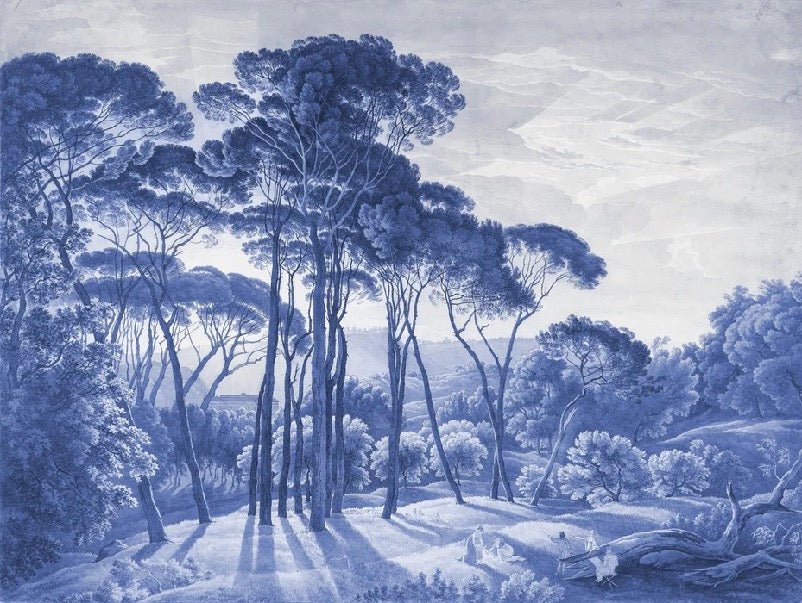 Papier peint paysage historique italien bleu