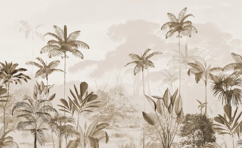 Papier peint panoramique jungle eden sépia