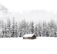 Papier peint panoramique chalet en montagne, XXL, tendance