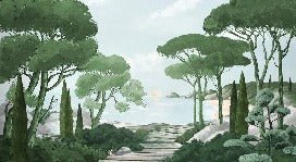 Papier peint balade dans les calanques vert