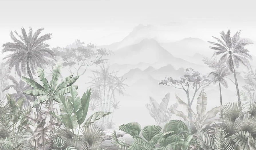 Papier peint tendance tropical vert